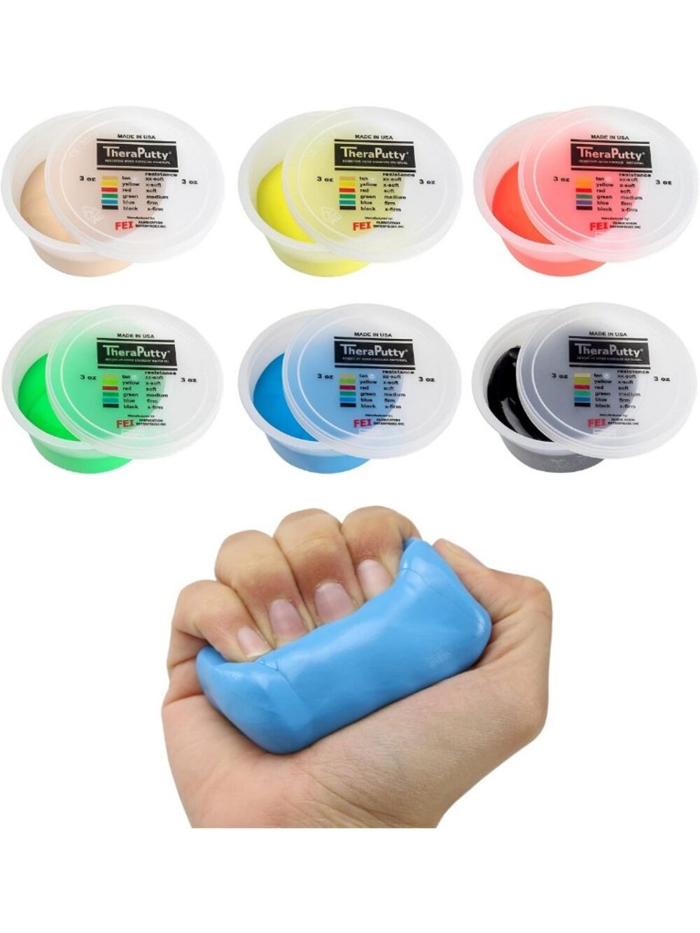 Therapy Putty Set for Hand Exercises - 6 Colors, 3oz Each, Strength & Rehab